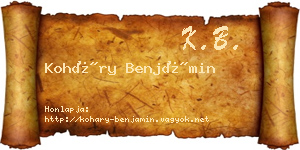 Koháry Benjámin névjegykártya